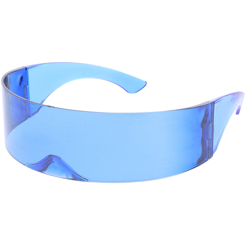 zeroUV Futuristic Space Cadet Mono Lens Shield Sunglasses C471 Sunglasses White Smoke Yellow,Pink,Red,Blue,Light Smoke,Light Blue
