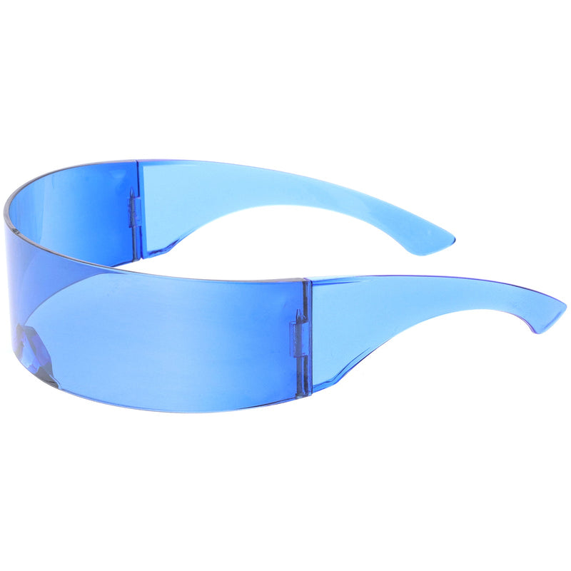 zeroUV Futuristic Space Cadet Mono Lens Shield Sunglasses C471 Sunglasses White Smoke Yellow,Pink,Red,Blue,Light Smoke,Light Blue