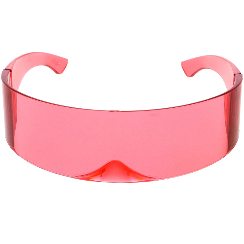 zeroUV Futuristic Retro Mirror Wrap Around Shield Sunglasses 8762 Sunglasses White Smoke Light Red