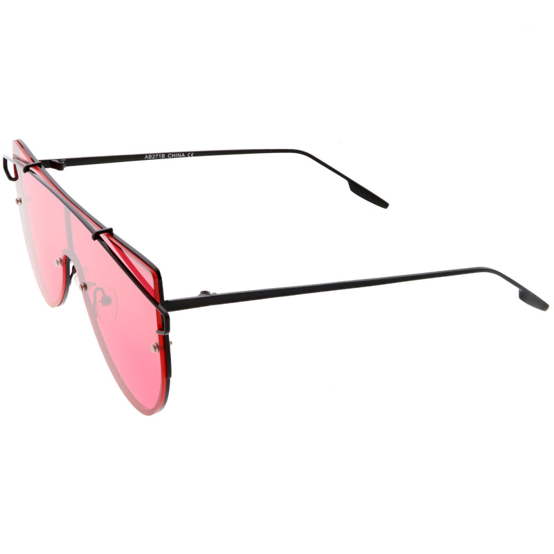 zeroUV Retro Futuristic Shield Mono Lens Color Tone Sunglasses C484 Glasses / Sunglasses White Smoke Black Red,Gold Pink,Gold Yellow,Gold Clear Tinted