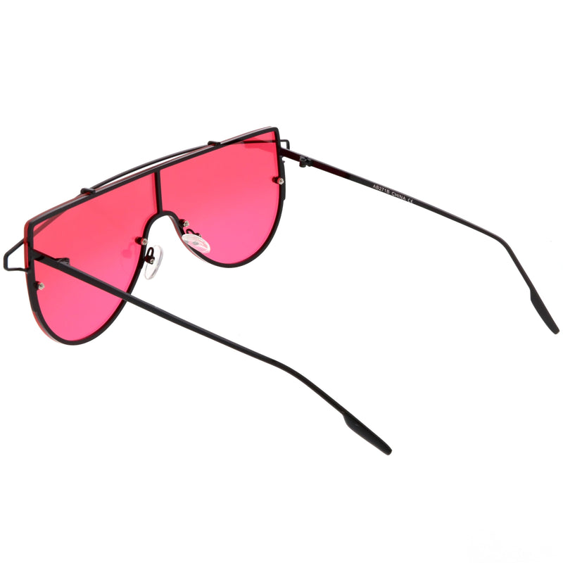 zeroUV Retro Futuristic Shield Mono Lens Color Tone Sunglasses C484 Glasses / Sunglasses White Smoke Black Red,Gold Pink,Gold Yellow,Gold Clear Tinted