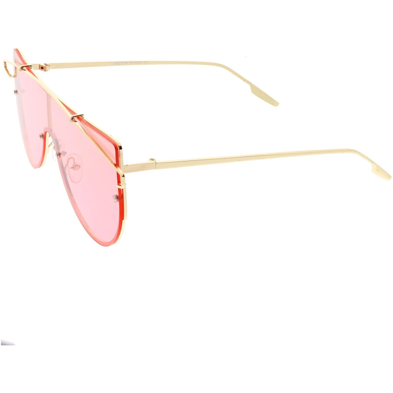 zeroUV Retro Futuristic Shield Mono Lens Color Tone Sunglasses C484 Glasses / Sunglasses White Smoke Black Red,Gold Pink,Gold Yellow,Gold Clear Tinted