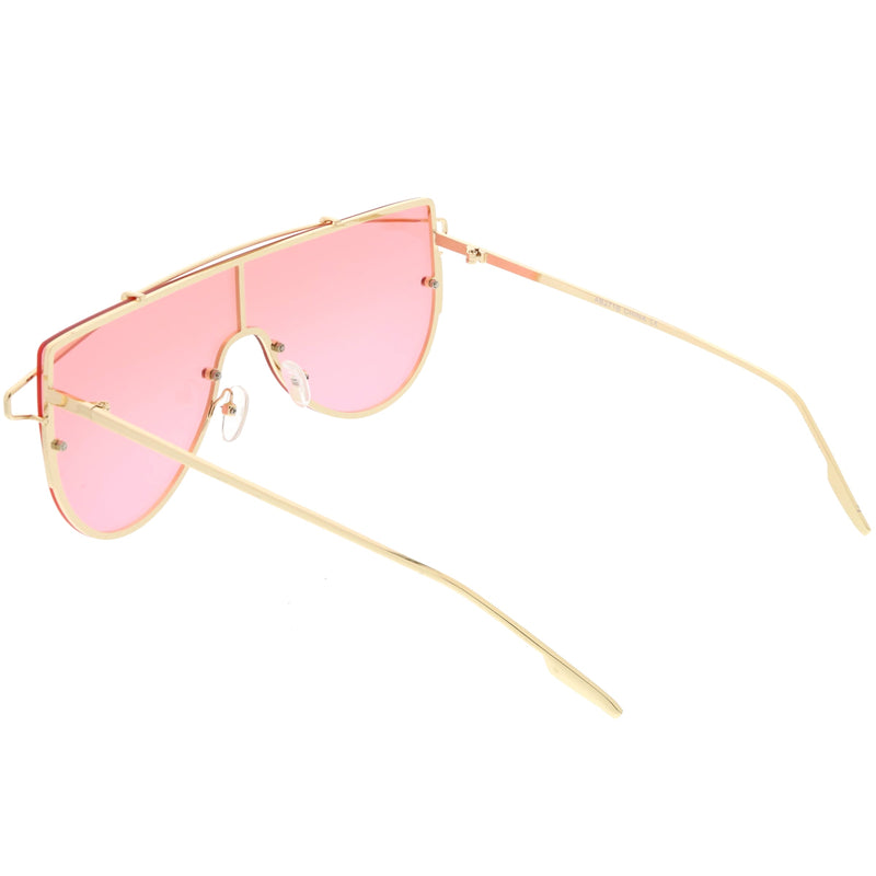 zeroUV Retro Futuristic Shield Mono Lens Color Tone Sunglasses C484 Glasses / Sunglasses White Smoke Black Red,Gold Pink,Gold Yellow,Gold Clear Tinted