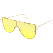 zeroUV Retro Futuristic Shield Mono Lens Color Tone Sunglasses C484 Glasses / Sunglasses White Smoke Black Red,Gold Pink,Gold Yellow,Gold Clear Tinted