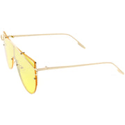 zeroUV Retro Futuristic Shield Mono Lens Color Tone Sunglasses C484 Glasses / Sunglasses White Smoke Black Red,Gold Pink,Gold Yellow,Gold Clear Tinted