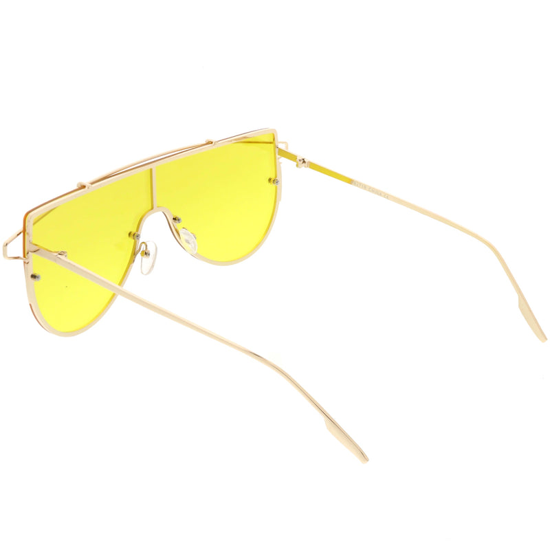 zeroUV Retro Futuristic Shield Mono Lens Color Tone Sunglasses C484 Glasses / Sunglasses White Smoke Black Red,Gold Pink,Gold Yellow,Gold Clear Tinted