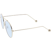 zeroUV Premium Oversize Color Oval Plat Lens Aviator Sunglasses C498 Sunglasses White Smoke Silver Blue,Gold Yellow,Silver Green,Gold Pink,Black Light Grey