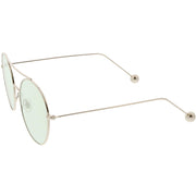 zeroUV Premium Oversize Color Oval Plat Lens Aviator Sunglasses C498 Sunglasses White Smoke Silver Blue,Gold Yellow,Silver Green,Gold Pink,Black Light Grey
