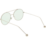 zeroUV Premium Oversize Color Oval Plat Lens Aviator Sunglasses C498 Sunglasses White Smoke Silver Blue,Gold Yellow,Silver Green,Gold Pink,Black Light Grey