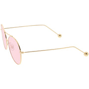 zeroUV Premium Oversize Color Oval Plat Lens Aviator Sunglasses C498 Sunglasses White Smoke Silver Blue,Gold Yellow,Silver Green,Gold Pink,Black Light Grey