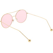 zeroUV Premium Oversize Color Oval Plat Lens Aviator Sunglasses C498 Sunglasses White Smoke Silver Blue,Gold Yellow,Silver Green,Gold Pink,Black Light Grey
