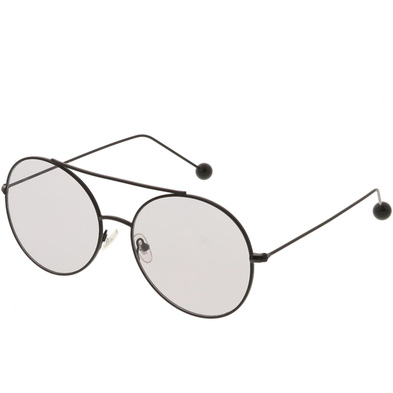zeroUV Premium Oversize Color Oval Plat Lens Aviator Sunglasses C498 Sunglasses White Smoke Silver Blue,Gold Yellow,Silver Green,Gold Pink,Black Light Grey