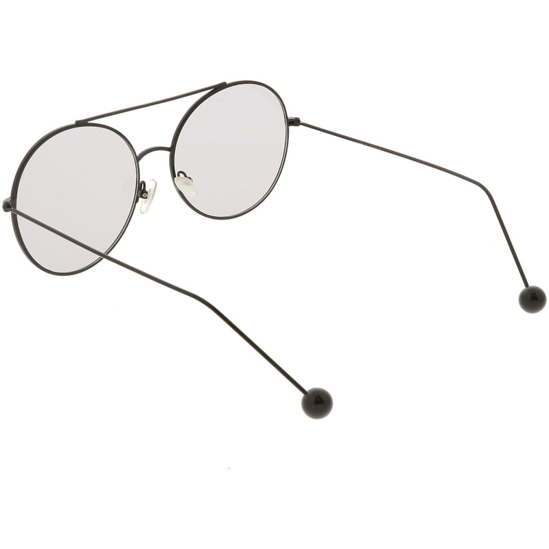 zeroUV Premium Oversize Color Oval Plat Lens Aviator Sunglasses C498 Sunglasses White Smoke Silver Blue,Gold Yellow,Silver Green,Gold Pink,Black Light Grey