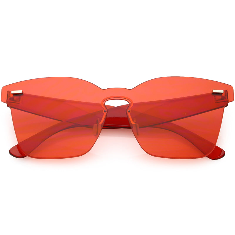 zeroUV Oversize Retro Modern Mono Futuristic Color Tone Lens Horn Rimmed Sunglasses C505 Sunglasses White Smoke Red