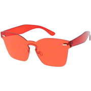 zeroUV Oversize Retro Modern Mono Futuristic Color Tone Lens Horn Rimmed Sunglasses C505 Sunglasses White Smoke Red,Smoke Clear,Yellow,Pink