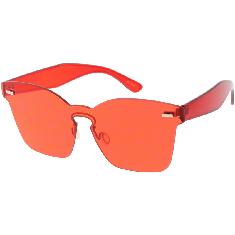 zeroUV Oversize Retro Modern Mono Futuristic Color Tone Lens Horn Rimmed Sunglasses C505 Sunglasses White Smoke Red,Smoke Clear,Yellow,Pink