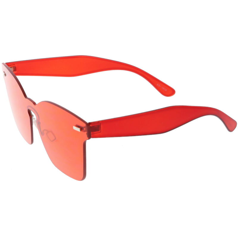 zeroUV Oversize Retro Modern Mono Futuristic Color Tone Lens Horn Rimmed Sunglasses C505 Sunglasses White Smoke Red,Smoke Clear,Yellow,Pink
