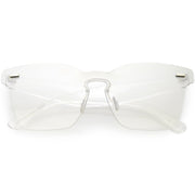zeroUV Oversize Retro Modern Mono Futuristic Color Tone Lens Horn Rimmed Sunglasses C505 Sunglasses Lavender Smoke Clear