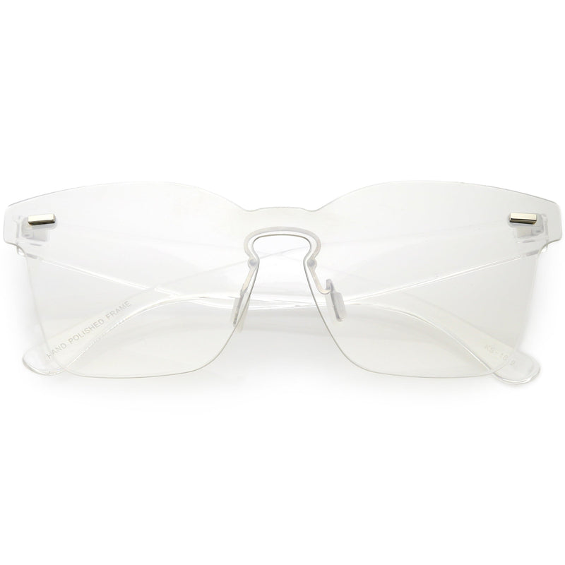 zeroUV Oversize Retro Modern Mono Futuristic Color Tone Lens Horn Rimmed Sunglasses C505 Sunglasses Lavender Smoke Clear