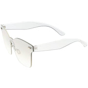zeroUV Oversize Retro Modern Mono Futuristic Color Tone Lens Horn Rimmed Sunglasses C505 Sunglasses White Smoke Red,Smoke Clear,Yellow,Pink