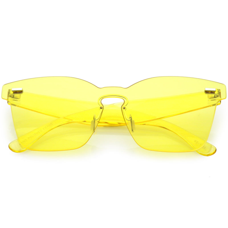zeroUV Oversize Retro Modern Mono Futuristic Color Tone Lens Horn Rimmed Sunglasses C505 Sunglasses Light Goldenrod Yellow