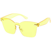 zeroUV Oversize Retro Modern Mono Futuristic Color Tone Lens Horn Rimmed Sunglasses C505 Sunglasses White Smoke Red,Smoke Clear,Yellow,Pink