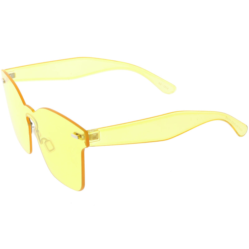 zeroUV Oversize Retro Modern Mono Futuristic Color Tone Lens Horn Rimmed Sunglasses C505 Sunglasses White Smoke Red,Smoke Clear,Yellow,Pink