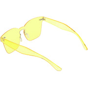 zeroUV Oversize Retro Modern Mono Futuristic Color Tone Lens Horn Rimmed Sunglasses C505 Sunglasses White Smoke Red,Smoke Clear,Yellow,Pink