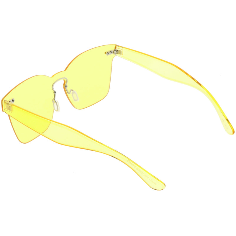 zeroUV Oversize Retro Modern Mono Futuristic Color Tone Lens Horn Rimmed Sunglasses C505 Sunglasses White Smoke Red,Smoke Clear,Yellow,Pink