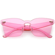 zeroUV Oversize Retro Modern Mono Futuristic Color Tone Lens Horn Rimmed Sunglasses C505 Sunglasses Misty Rose Pink