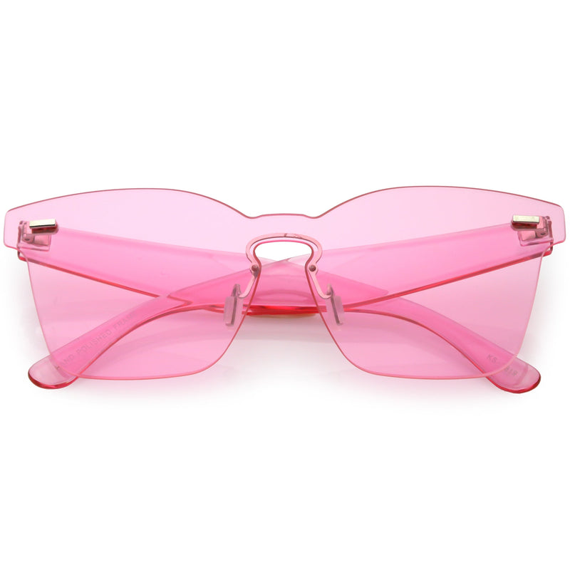 zeroUV Oversize Retro Modern Mono Futuristic Color Tone Lens Horn Rimmed Sunglasses C505 Sunglasses Misty Rose Pink