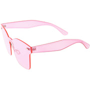 zeroUV Oversize Retro Modern Mono Futuristic Color Tone Lens Horn Rimmed Sunglasses C505 Sunglasses White Smoke Red,Smoke Clear,Yellow,Pink