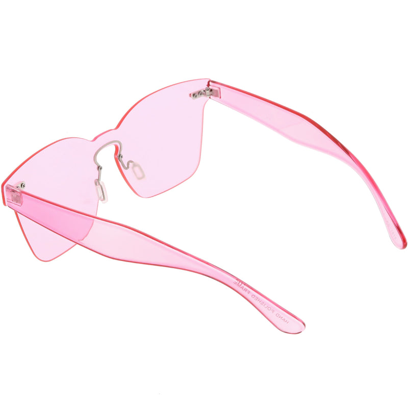 zeroUV Oversize Retro Modern Mono Futuristic Color Tone Lens Horn Rimmed Sunglasses C505 Sunglasses White Smoke Red,Smoke Clear,Yellow,Pink