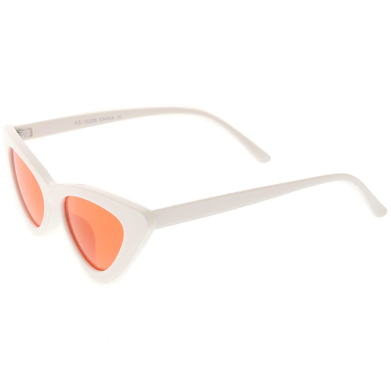 zeroUV Women's Retro Side Angle Cat Eye Color Lens Sunglasses C510 Sunglasses White Smoke White Red,White Blue,White Purple,White Pink,White Green