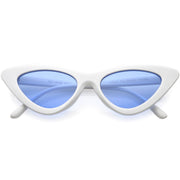 zeroUV Women's Retro Side Angle Cat Eye Color Lens Sunglasses C510 Sunglasses White Smoke White Red,White Blue,White Purple,White Pink,White Green