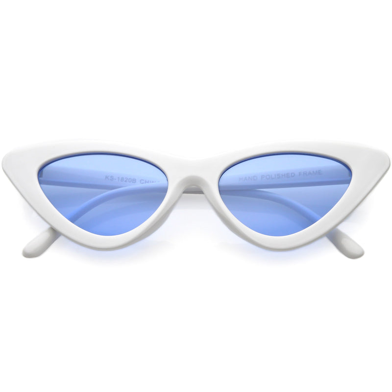 zeroUV Women's Retro Side Angle Cat Eye Color Lens Sunglasses C510 Sunglasses White Smoke White Red,White Blue,White Purple,White Pink,White Green