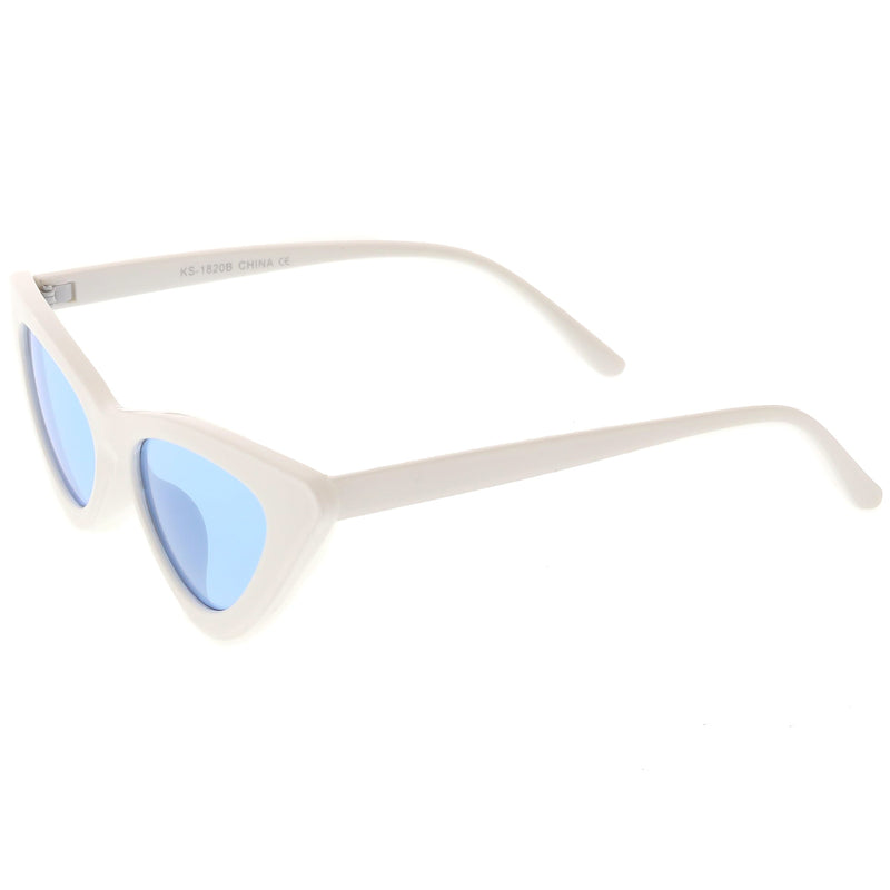 zeroUV Women's Retro Side Angle Cat Eye Color Lens Sunglasses C510 Sunglasses White Smoke White Red,White Blue,White Purple,White Pink,White Green