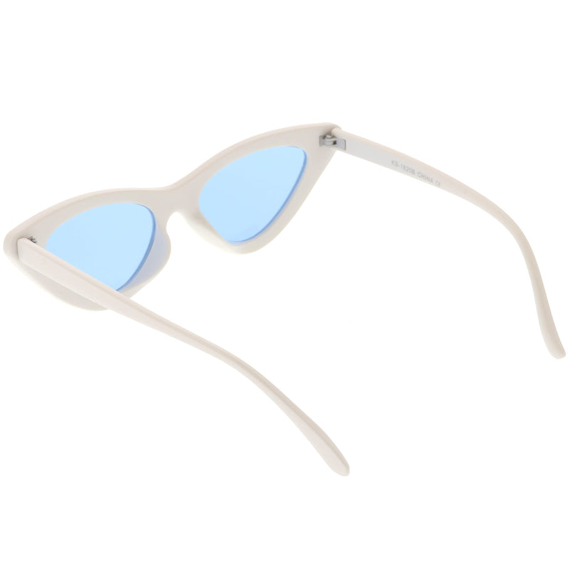 zeroUV Women's Retro Side Angle Cat Eye Color Lens Sunglasses C510 Sunglasses White Smoke White Red,White Blue,White Purple,White Pink,White Green