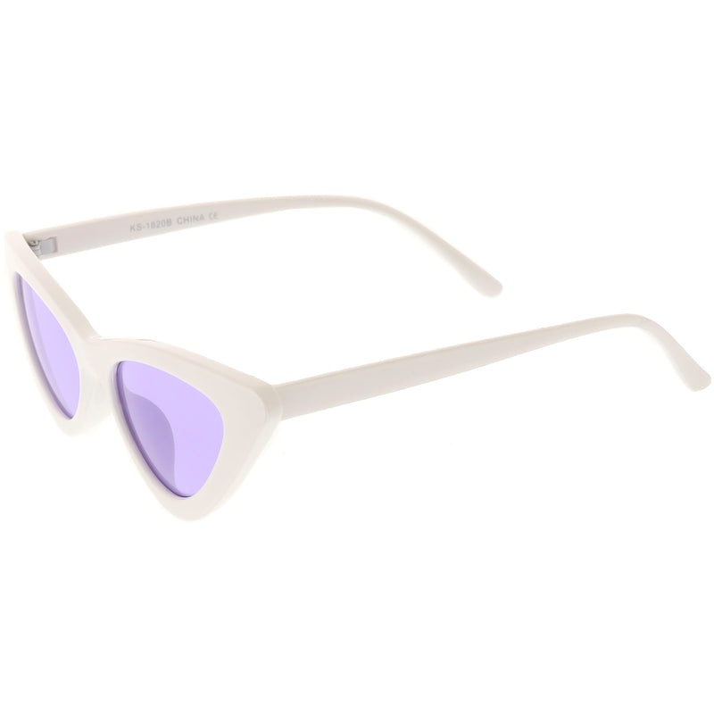 zeroUV Women's Retro Side Angle Cat Eye Color Lens Sunglasses C510 Sunglasses White Smoke White Red,White Blue,White Purple,White Pink,White Green