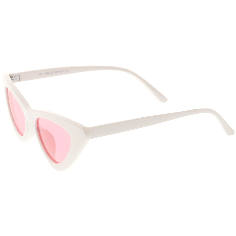 zeroUV Women's Retro Side Angle Cat Eye Color Lens Sunglasses C510 Sunglasses White Smoke White Red,White Blue,White Purple,White Pink,White Green