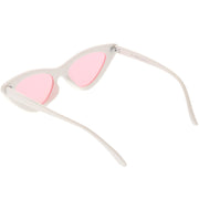 zeroUV Women's Retro Side Angle Cat Eye Color Lens Sunglasses C510 Sunglasses White Smoke White Red,White Blue,White Purple,White Pink,White Green