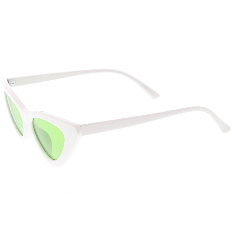zeroUV Women's Retro Side Angle Cat Eye Color Lens Sunglasses C510 Sunglasses White Smoke White Red,White Blue,White Purple,White Pink,White Green