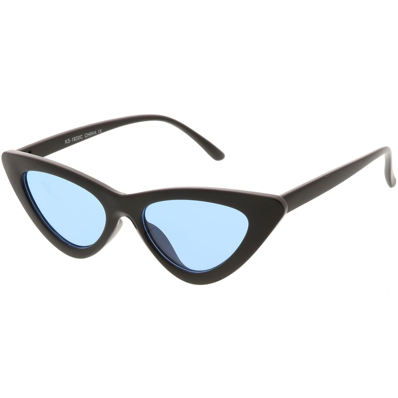 zeroUV Women's Retro Flat Angle Colored Lens Black Frame Sunglasses C511 Sunglasses White Smoke Black Red,Black Blue,Black Purple,Black Pink,Matte Black Green,Black Yellow