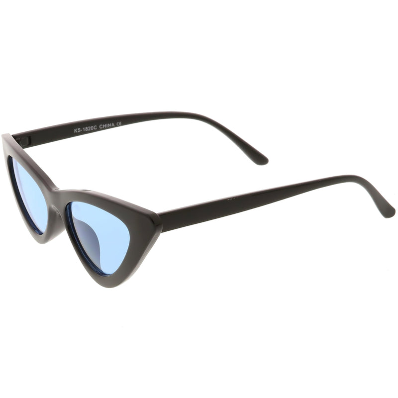 zeroUV Women's Retro Flat Angle Colored Lens Black Frame Sunglasses C511 Sunglasses White Smoke Black Red,Black Blue,Black Purple,Black Pink,Matte Black Green,Black Yellow