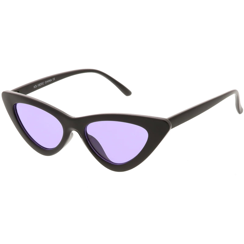 zeroUV Women's Retro Flat Angle Colored Lens Black Frame Sunglasses C511 Sunglasses White Smoke Black Red,Black Blue,Black Purple,Black Pink,Matte Black Green,Black Yellow