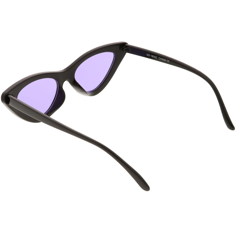 zeroUV Women's Retro Flat Angle Colored Lens Black Frame Sunglasses C511 Sunglasses White Smoke Black Red,Black Blue,Black Purple,Black Pink,Matte Black Green,Black Yellow