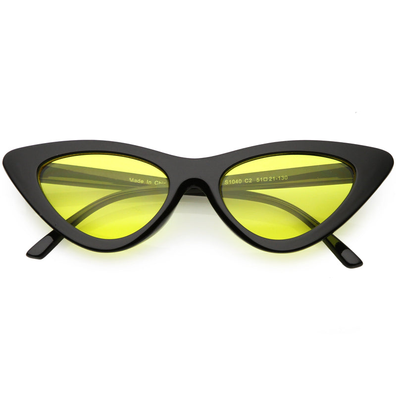 zeroUV Women's Retro Flat Angle Colored Lens Black Frame Sunglasses C511 Sunglasses White Smoke Black Yellow
