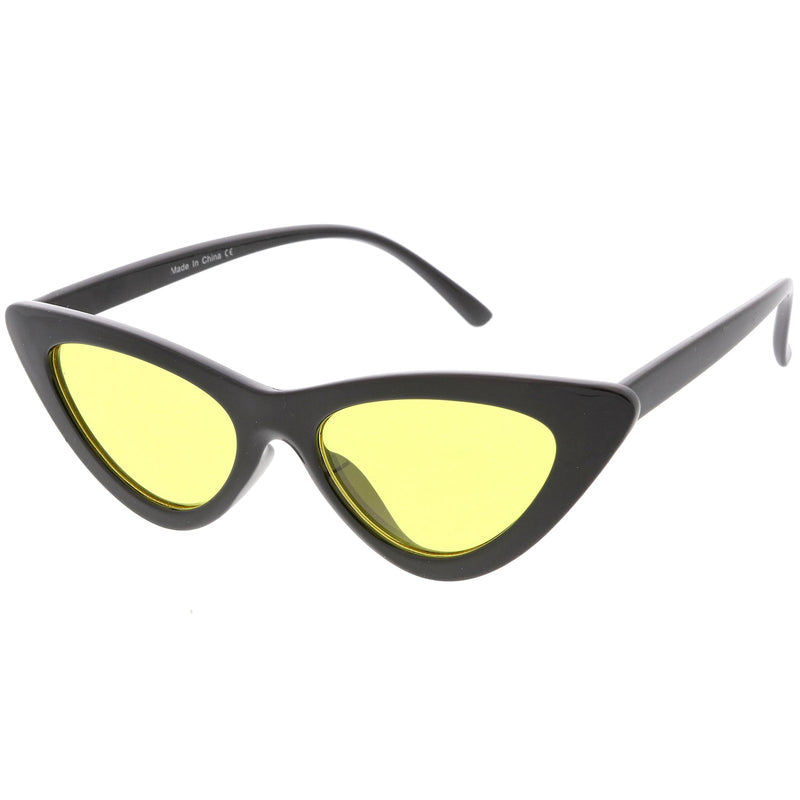 zeroUV Women's Retro Flat Angle Colored Lens Black Frame Sunglasses C511 Sunglasses White Smoke Black Red,Black Blue,Black Purple,Black Pink,Matte Black Green,Black Yellow