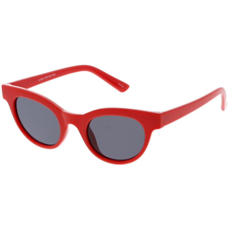 zeroUV Women's Retro Horned Rim Cat Eye Narrow Flat Lens Sunglasses C514 Sunglasses White Smoke Shiny Black Lavender,Matte Black Smoke,Shiny Red Smoke,Shiny White Smoke,Matte Smoke Smoke