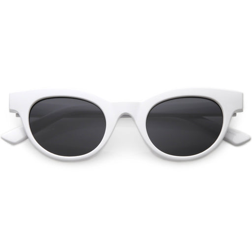 zeroUV Women's Retro Horned Rim Cat Eye Narrow Flat Lens Sunglasses C514 Sunglasses White Smoke Shiny Black Lavender,Matte Black Smoke,Shiny Red Smoke,Shiny White Smoke,Matte Smoke Smoke